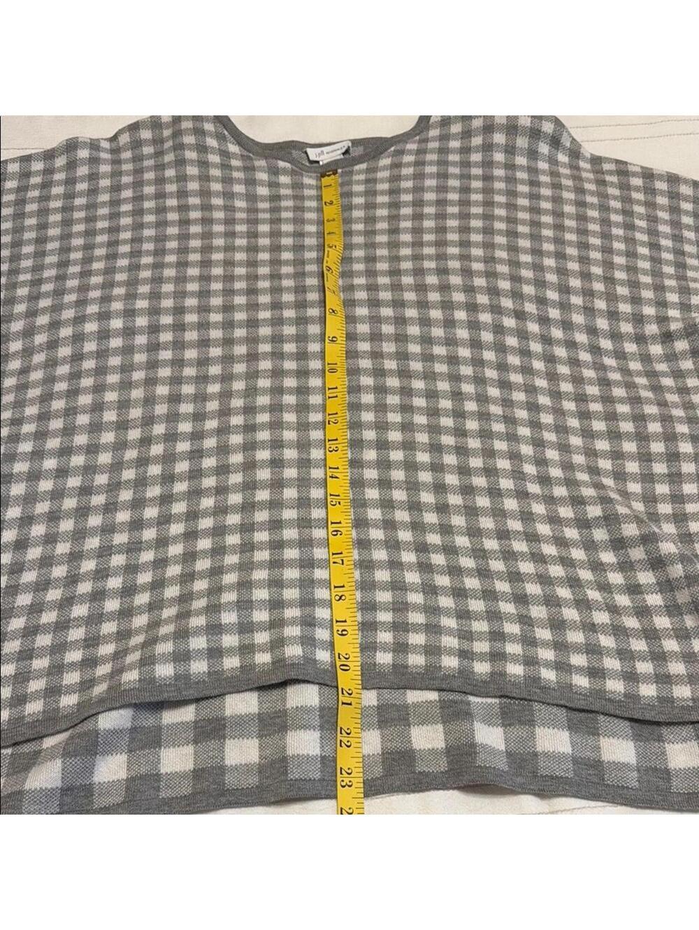 J. Jill Reversible Gingham Check Sweater Gray White XL Petite - Picture 5 of 6